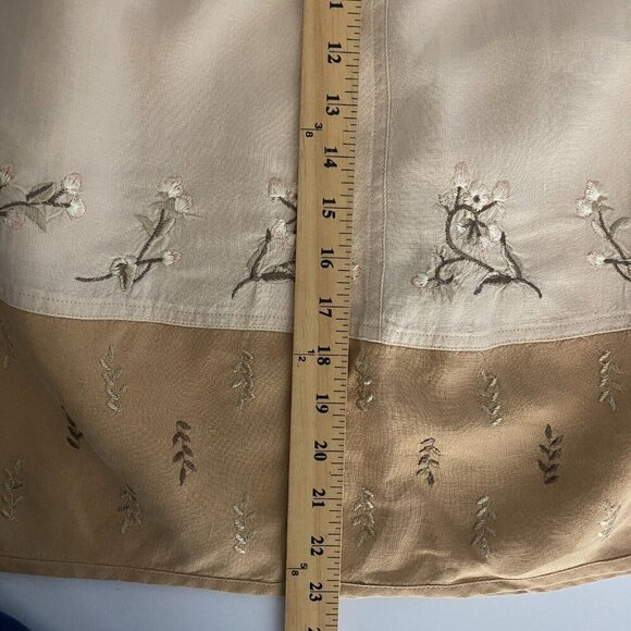 J. Jill Floral Embroidered Linen Skirt Pockets Lined Boho Beige Tan Size 14P - Picture 10 of 11